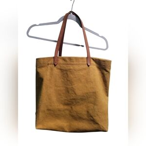 Madewell Ochre Canvas Tote With Leather Straps Size Medium